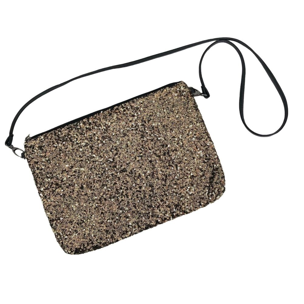 Ellos Evening Sequin Handbag Purse Combination Crossbody to Clutch